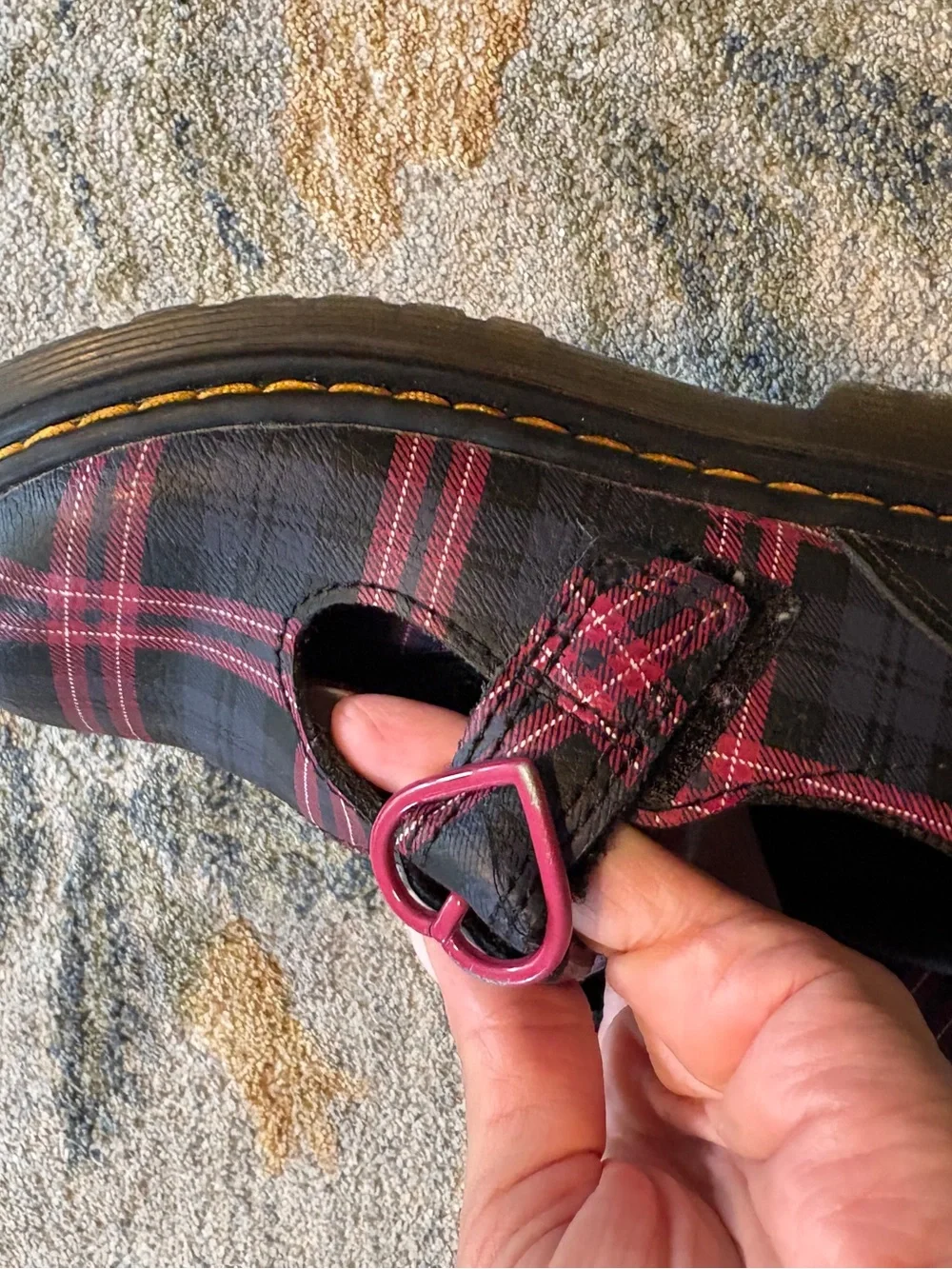 Dr Martens Polley II Mary Jane Black Toddler Pink Plaid Size 8